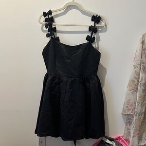 Elegant Black Fashion Nova Dress with Bow Straps